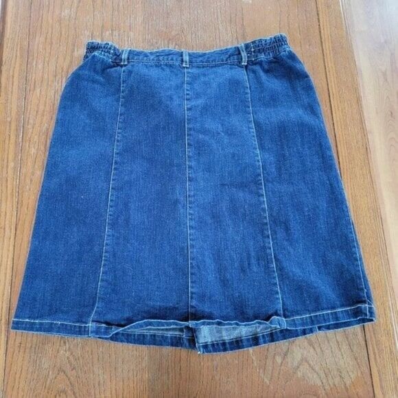 Sag Harbor Sport Denim Jean Skirt Embroidered w/pockets zip up 16 Petite EUC - Picture 3 of 10